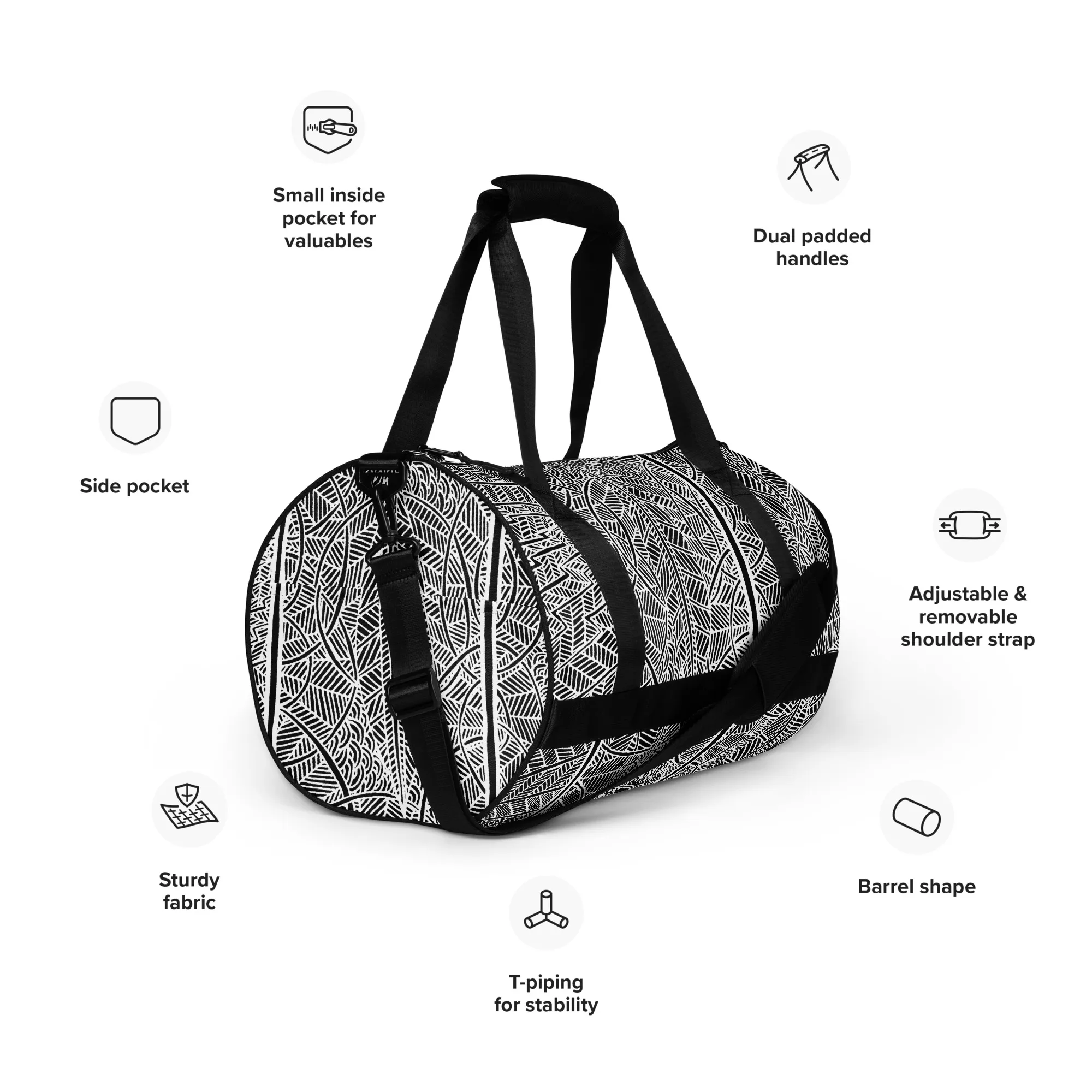 All-over print gym bag – Rain Over Barton Springs