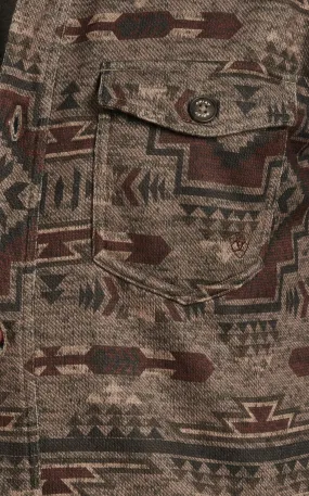 Ariat Men's Caldwell Chocolate Brindle & Coffee Aztec Print Shirt Jacket