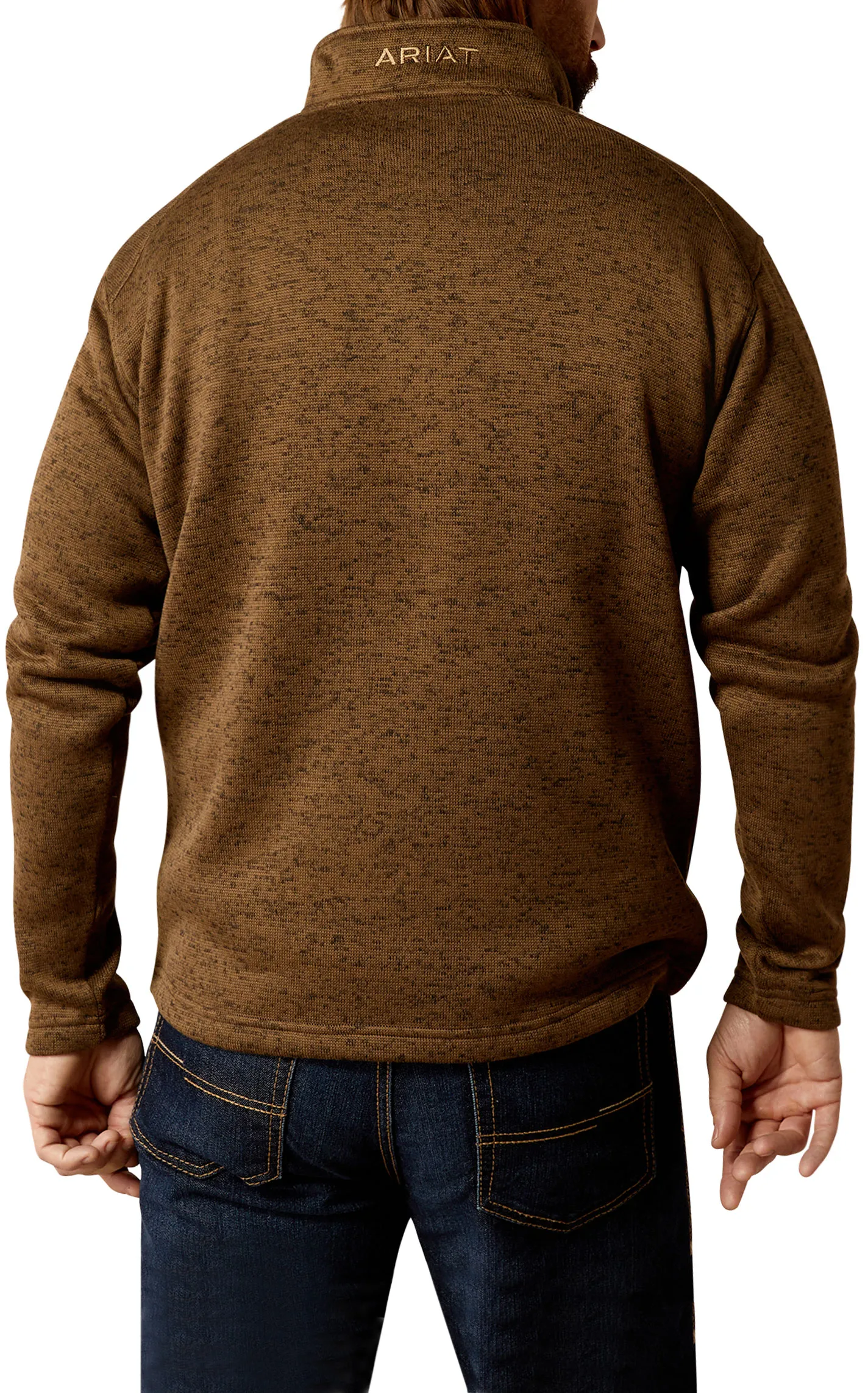 Ariat Men's Caldwell Coffee Brindle Logo Embroidered Sweater Pullover