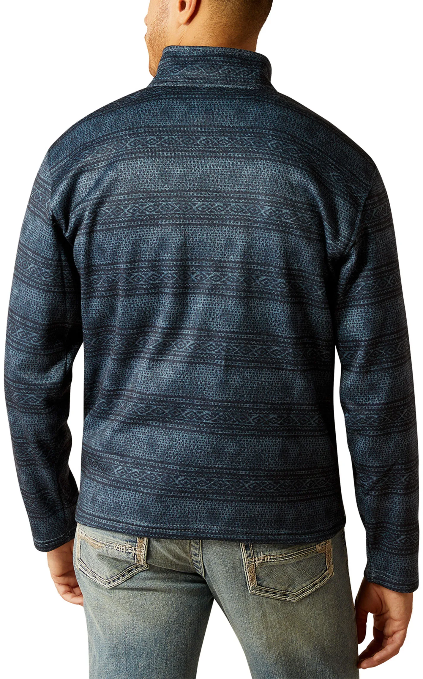 Ariat Men's Wesley Denim Blues Aztec Serape 1/4 Button Pullover