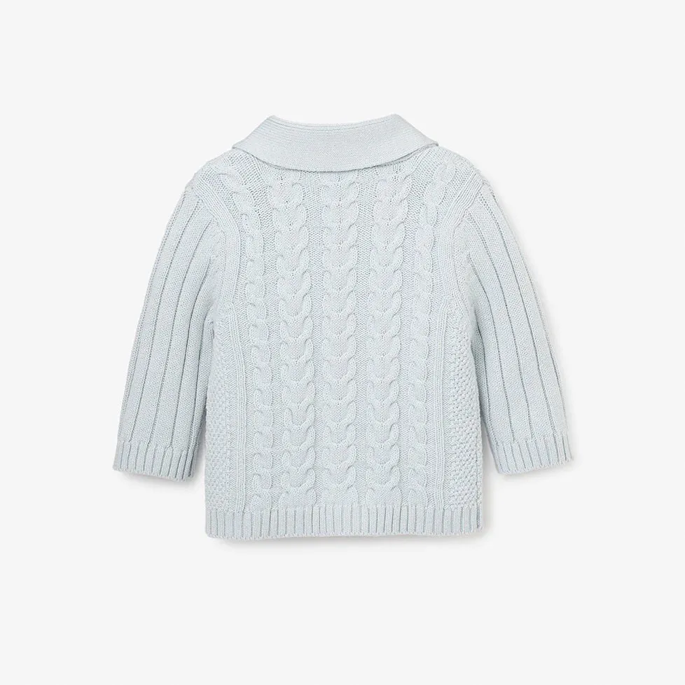 Elegant Baby PALE BLUE HORSESHOE CABLE KNIT BABY CARDIGAN