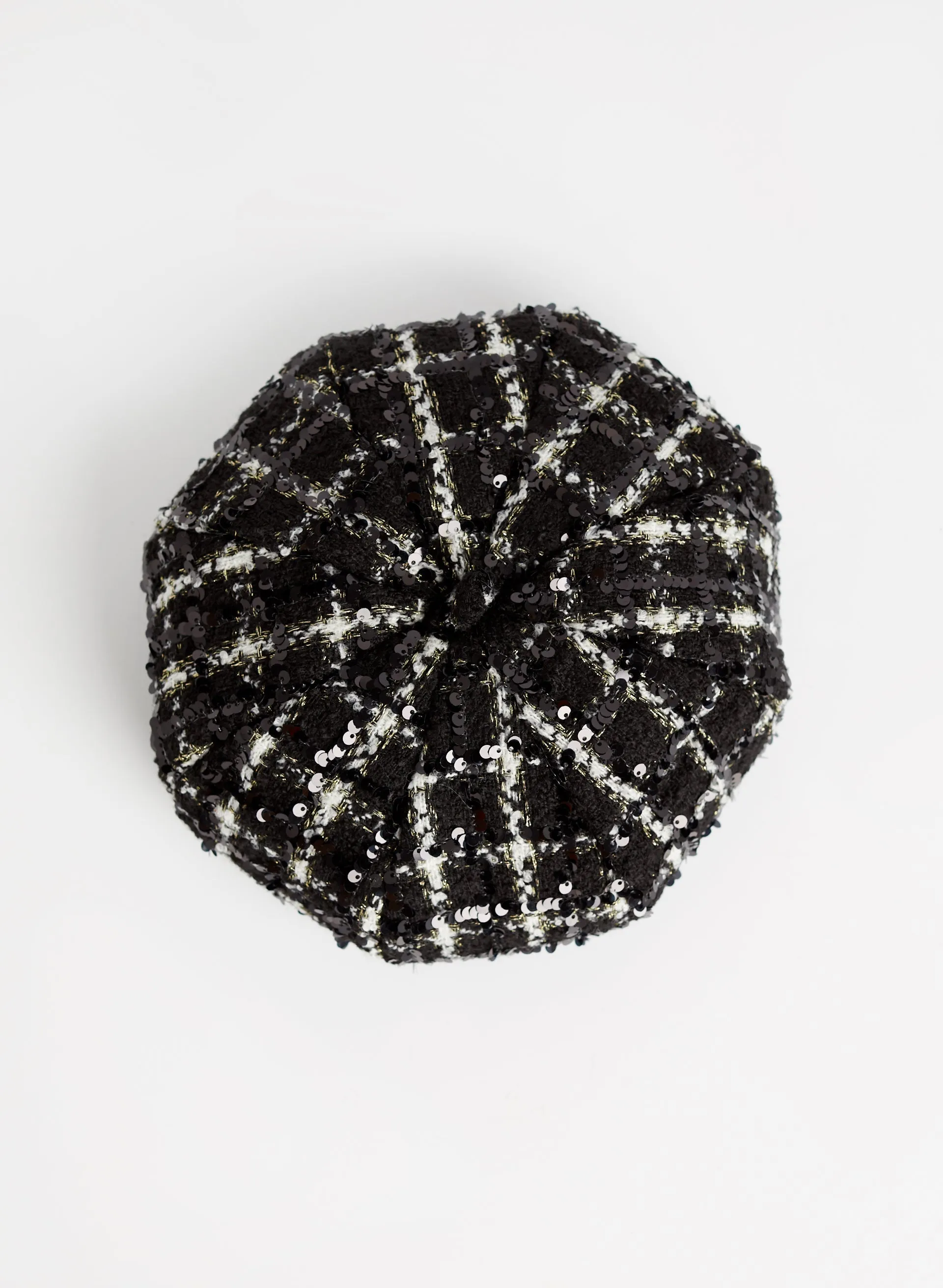 Sequined Tweed Beret