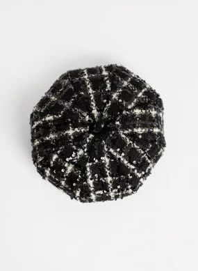 Sequined Tweed Beret