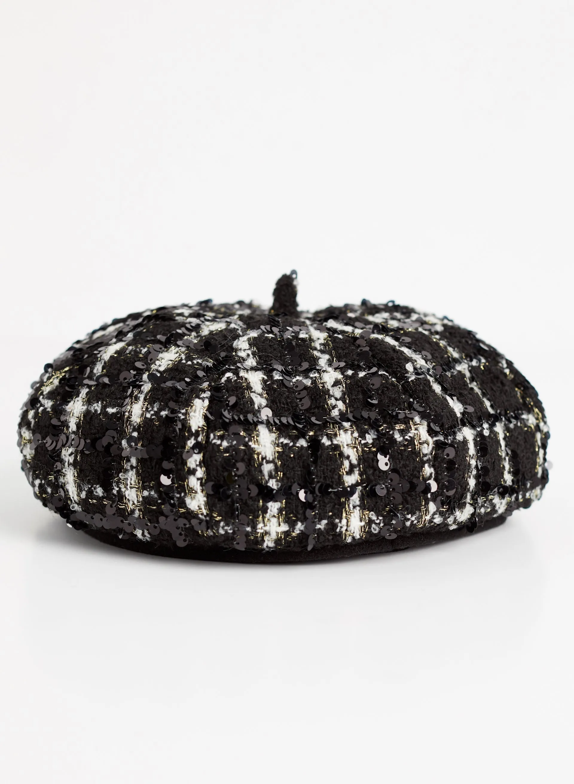 Sequined Tweed Beret