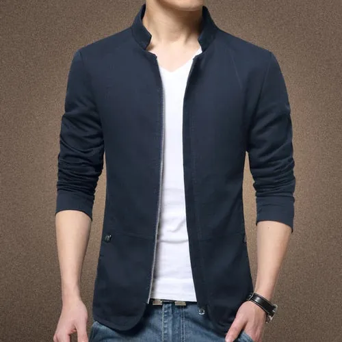 Xituodai Mens Jacket Fashion Standing Collar Jacket Coats Men Slim Fit Business Casual Male Jackets Men Clothing Plus Size M-5XL